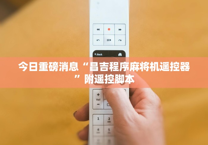 今日重磅消息“昌吉程序麻将机遥控器”附遥控脚本 今日重磅消息“昌吉程序麻将机遥控器”附遥控脚本