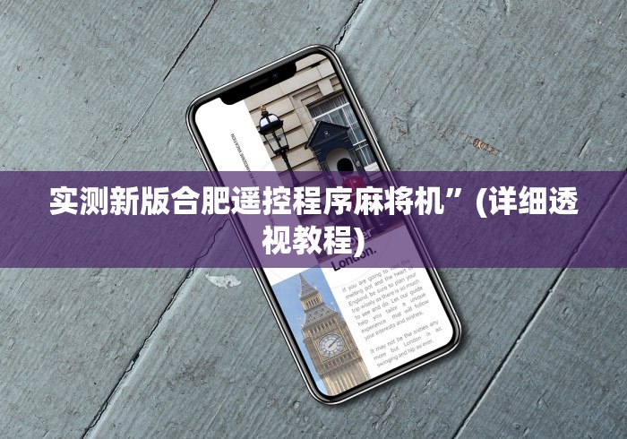 实测新版合肥遥控程序麻将机”(详细透视教程)