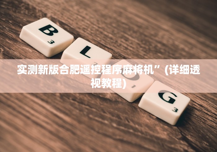 实测新版合肥遥控程序麻将机”(详细透视教程)