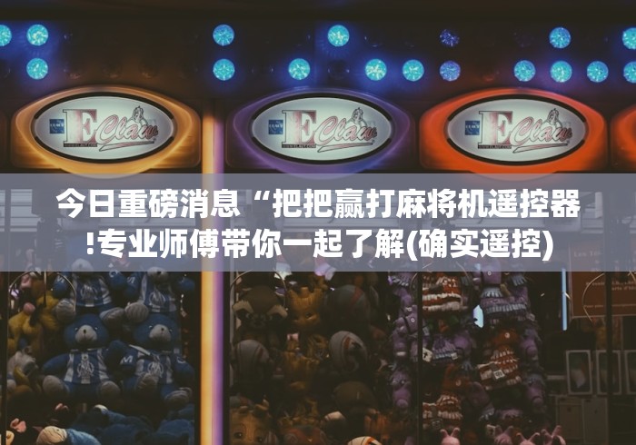 今日重磅消息“把把赢打麻将机遥控器!专业师傅带你一起了解(确实遥控)